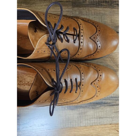 Wolf & Shepherd Crossover Wingtip Oxford Dress Shoe Men\'s 9 Honey Brown $295 main image 12